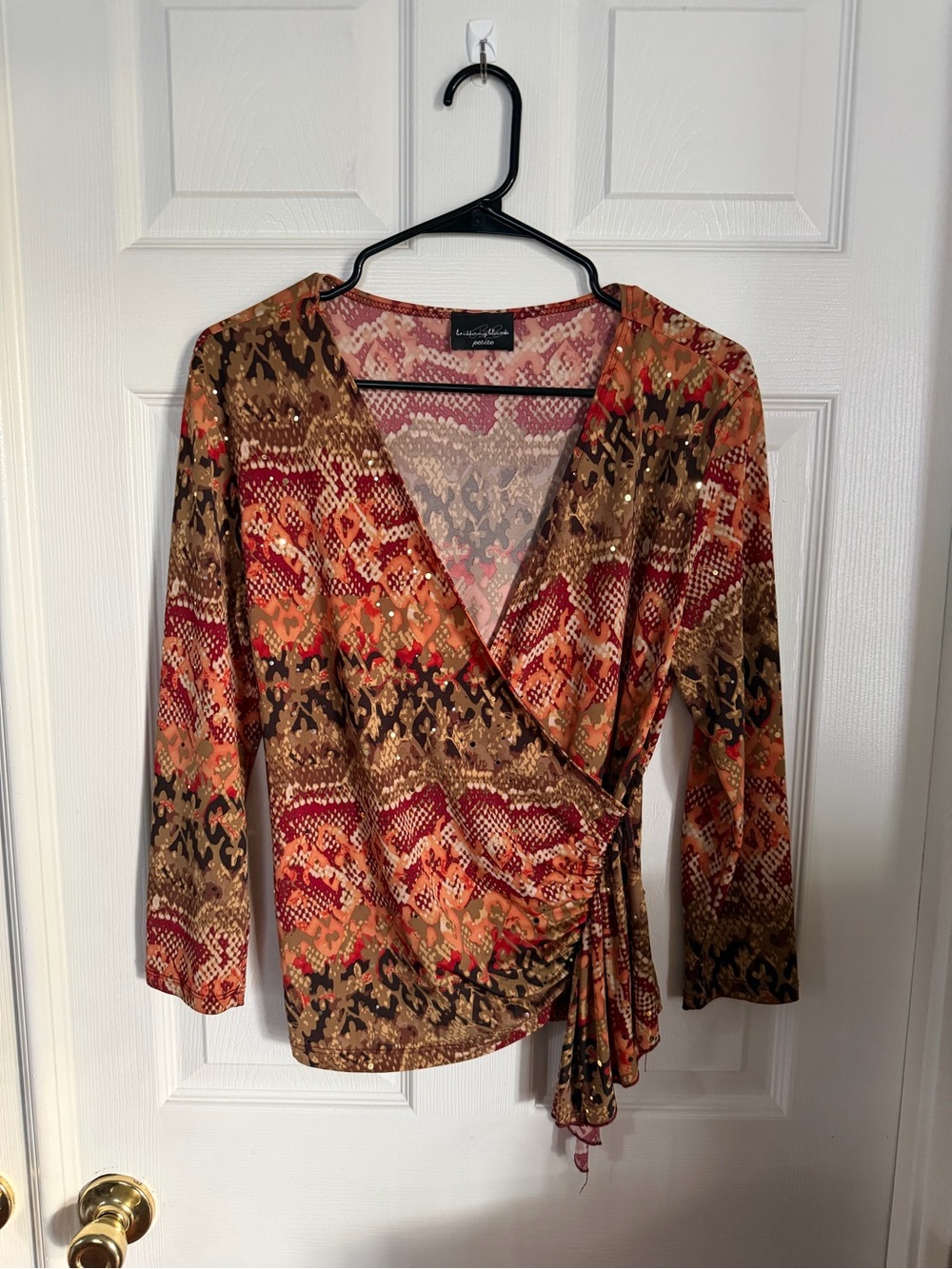 Y2K Brittany Black Petite Medium Crossover Sparkle Wrap Top
Snakeskin Print